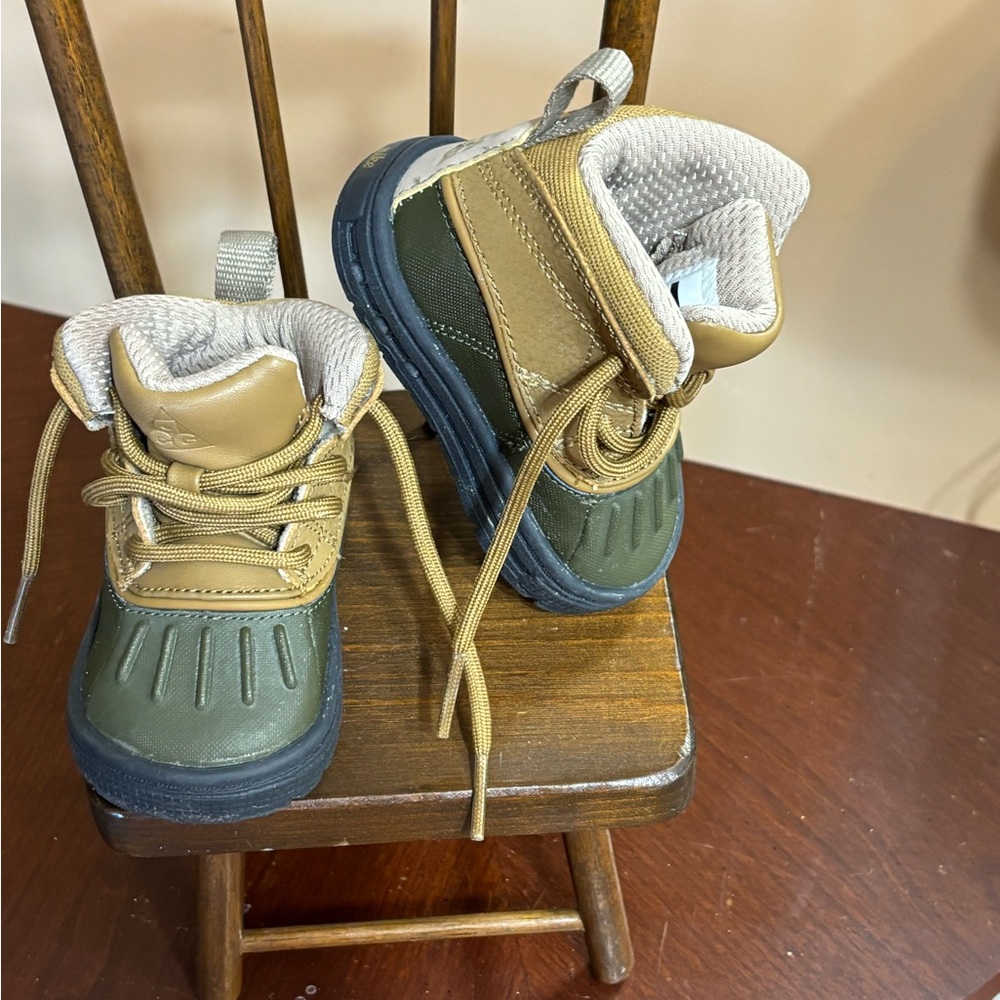 Kids Green and Tan Nike Boots